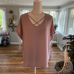 Prettiest Pink Maurices shirt sleeve blouse